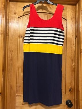 Gitano Red, Yellow & Navy Striped T-shirt  Tank Dress Size L